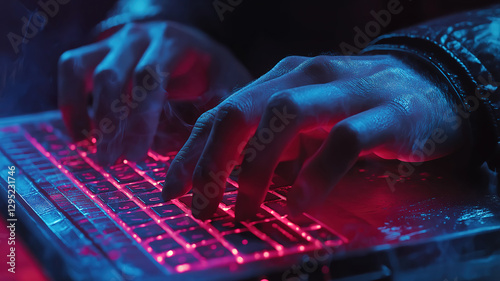 Hands of a Man Typing on Laptop Keyboard for Work, Study, or Online Communication