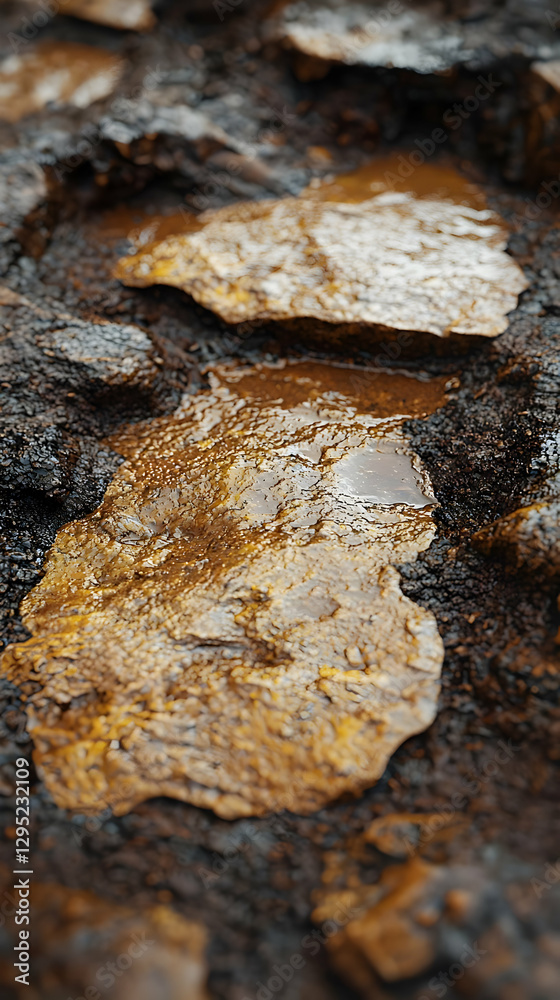 Abstract 3D Render of Golden and Brown Wet Rocks Texture Background Image Abstract 3D Render of Golden and Brown Wet Rocks Texture Background Image
