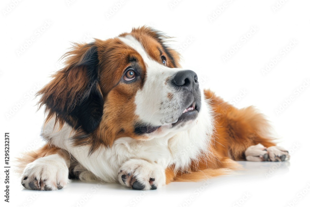 Ravishing Adorable StBernard Dog Portrait on White Isolated Background Ravishing Adorable StBernard Dog Portrait on White Isolated Background