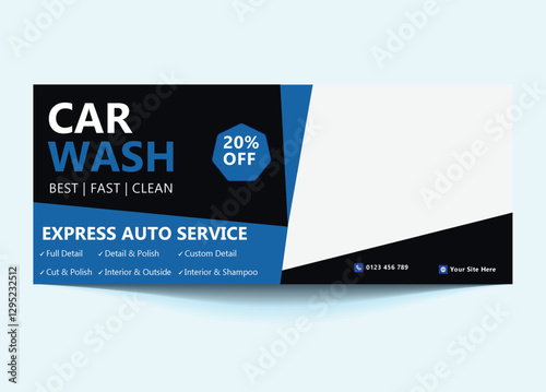 Car Wash Facebook Cover & Banner Template | Customizable Social Media Design