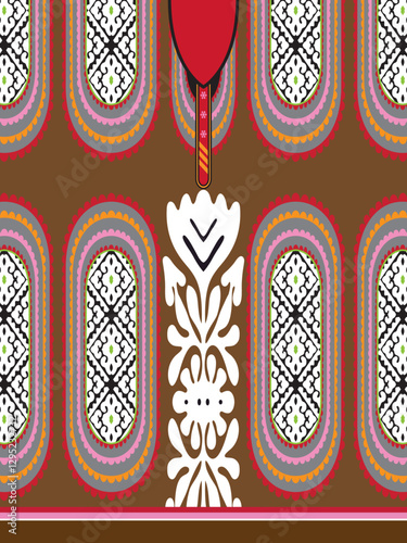 PrintMandala and flower collar pattern neck design for necklace background, clothing, and wrapping.