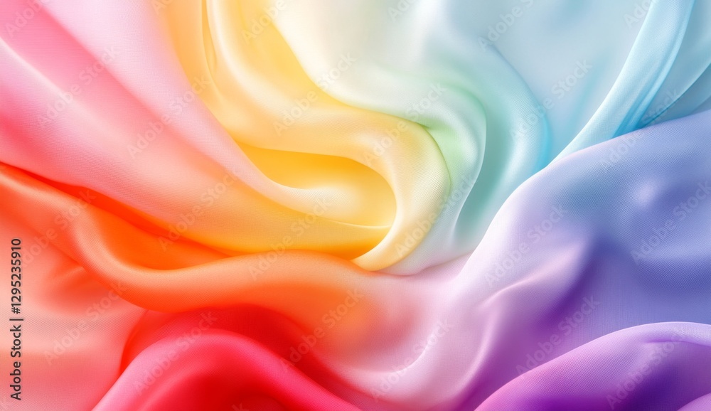 Obraz premium Vibrant rainbow silk fabric drapes, studio shot