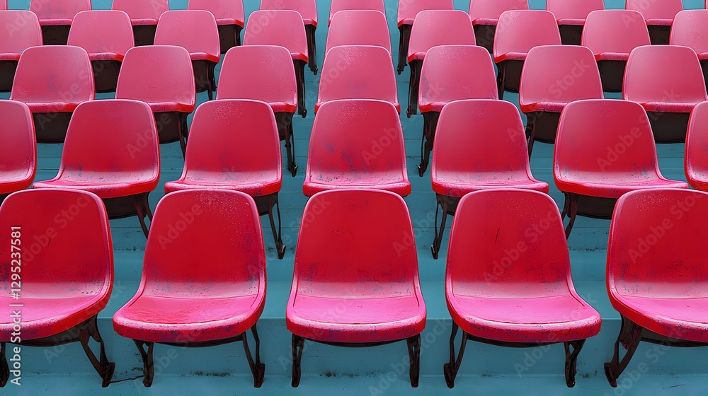 Naklejka premium Empty Red Seats Are Arranged In Rows At An Event