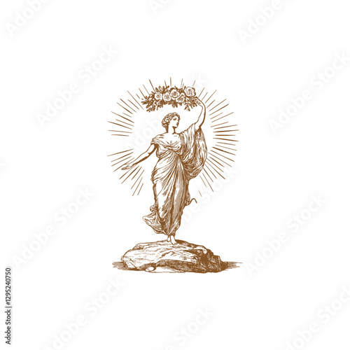 Graceful goddess standing design vector template illustration