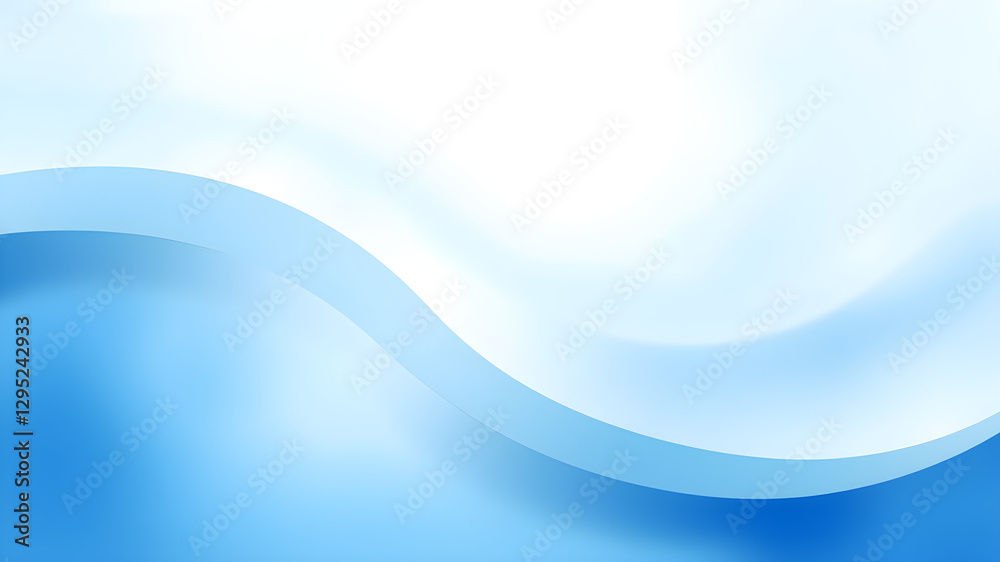 Obraz premium A Soft Blue and White Gradient Forms Abstract Waves, Creating a Calming and Fluid Visual Experience