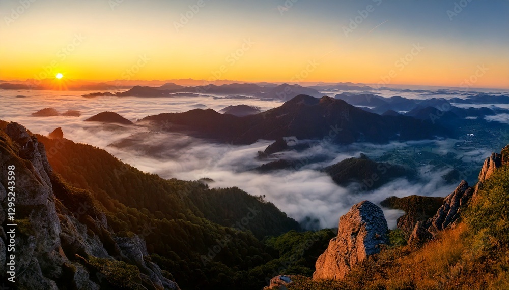 Naklejka premium sunset in the mountains