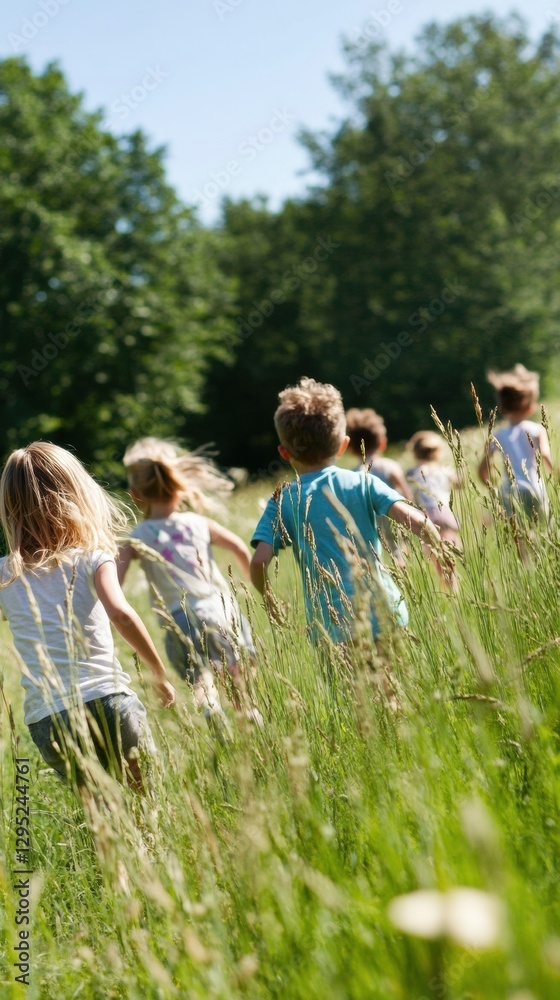 Obraz premium Mindful Movement and Eco-Connected Learning Dynamic Gen Z Youth Exploring Nature-Based Play in Sustainable Childhood Development Environments