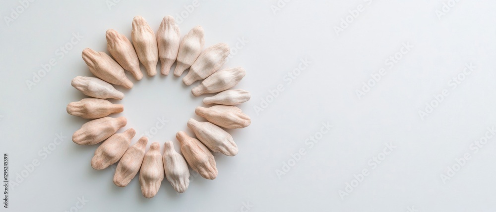 Obraz premium Minimalist Human Connection Nude Ceramic Hands Forming Empathetic Circular Unity - Inclusive Design and Social Harmony Visualization