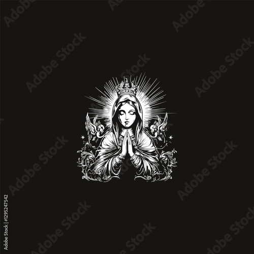 Virgin mary design vector template illustration