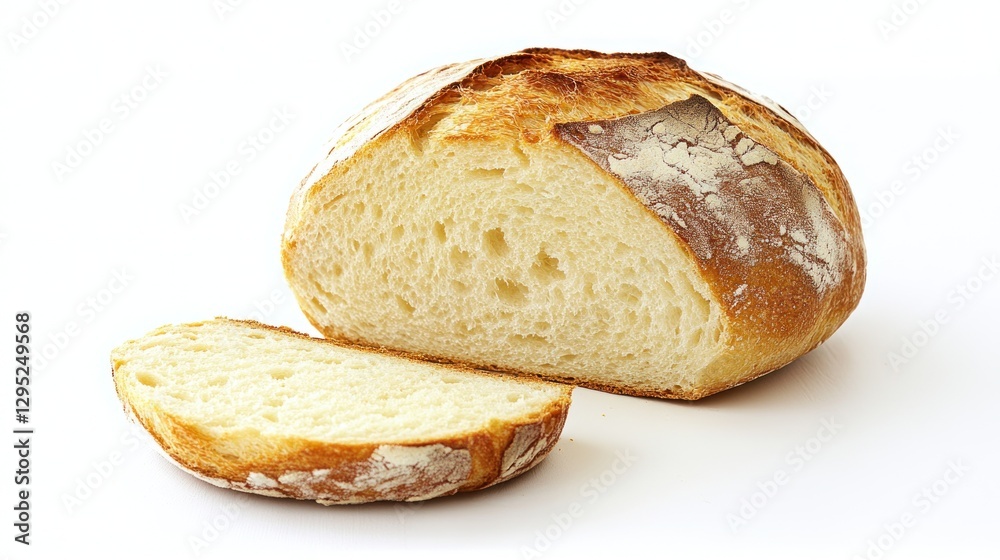 Artisan Bread Loaf and Slice: A Golden Crust and Fluffy Interior Artisan Bread Loaf and Slice: A Golden Crust and Fluffy Interior