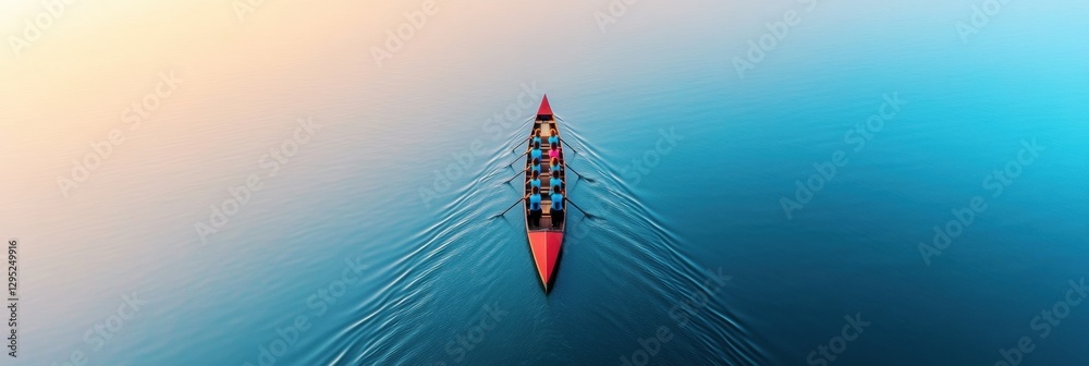 Dynamic Rowing Aesthetic Aerial View of Team in Racing Shell on Calm Water - Precision Teamwork for Competitive Sports Programs and Outdoor Fitness Marketing Dynamic Rowing Aesthetic Aerial View of Team in Racing Shell on Calm Water - Precision Teamwork for Competitive Sports Programs and Outdoor Fitness Marketing
