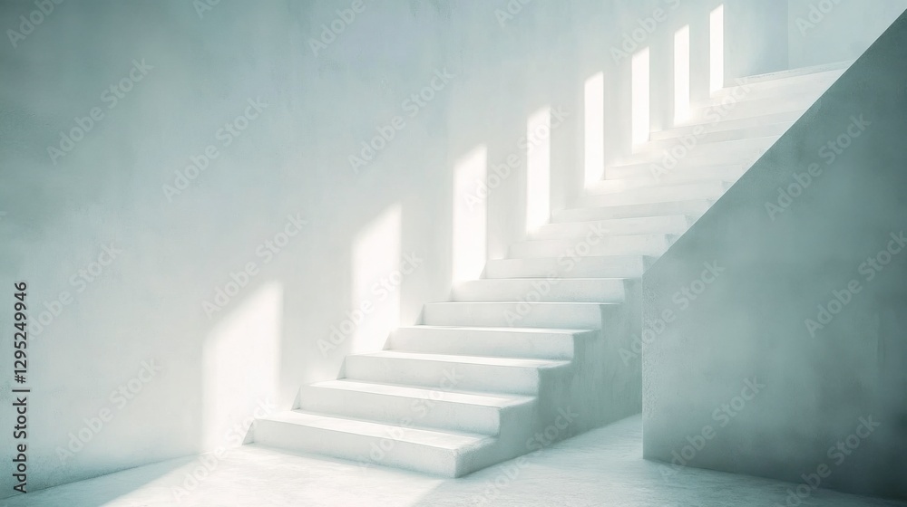 Bright Modern Staircase with Soft Lighting Effects Bright Modern Staircase with Soft Lighting Effects