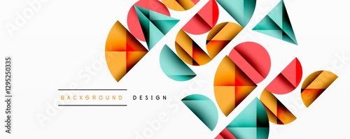 Minimal geometric abstract background. Circle square and triangle design