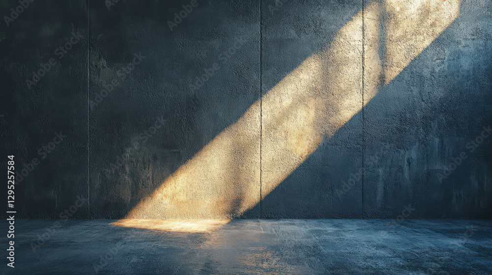 beam of sunlight illuminates dark, textured concrete wall, creating dramatic contrast between light and shadow in empty room beam of sunlight illuminates dark, textured concrete wall, creating dramatic contrast between light and shadow in empty room