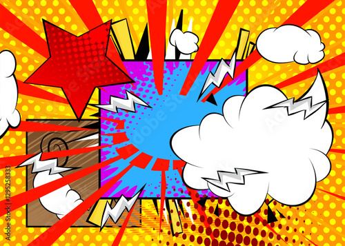 Cartoon background, comic book backdrop. Retro vector comics pop art design.