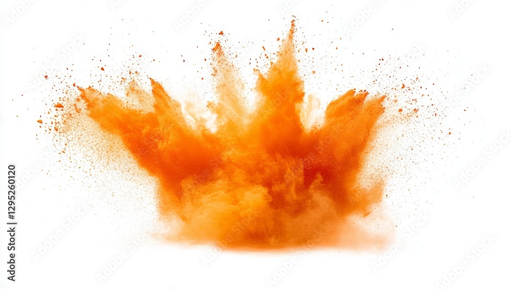 Orange powder explosion on white background (1) Orange powder explosion on white background (1)
