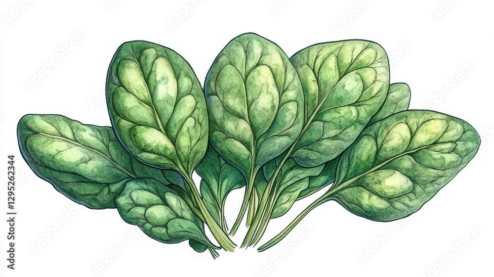Fototapeta premium fresh spinach leaves isolated catoon