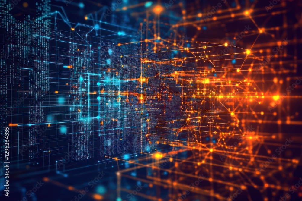 Blockchain dynamics visualized through active digital data flow. Blockchain dynamics visualized through active digital data flow.