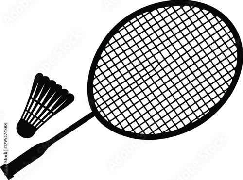 Badminton Racket icon silhouette Vector illustration, crossed badminton racket  icon