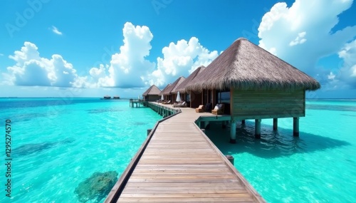 Luxury overwater bungalow, turquoise lagoon access, lagoon, idyllic, paradise