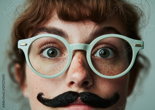 Playful April Fools Expression Quirky Glasses and Faux Mustache - Seasonal Fun and Engagement for Vibrant Social Media Campaigns Targeting Diverse Audiences