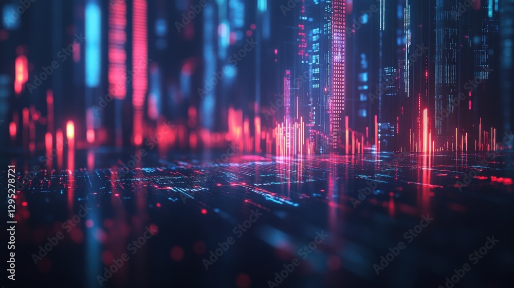 A Vibrant Futuristic Data Landscape Featuring Neon Lights and Digital Patterns Reflecting a Dynamic and High-Tech Environment A Vibrant Futuristic Data Landscape Featuring Neon Lights and Digital Patterns Reflecting a Dynamic and High-Tech Environment