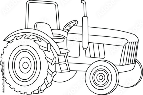 Tractor with Large Wheels Coloring Page