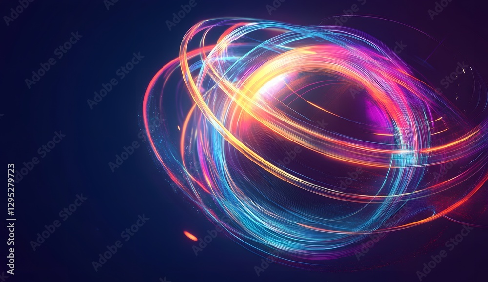 Abstract swirling light patterns in space