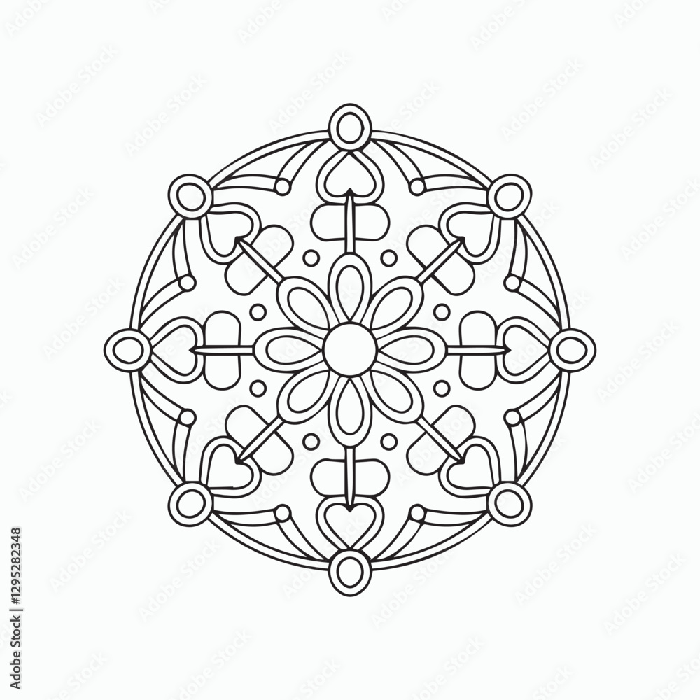 Naklejka premium Printable Floral Mandala Design for Mindful Coloring