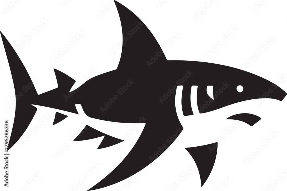 Obraz premium Great white shark vector illustration in blue underwater wildlife art
