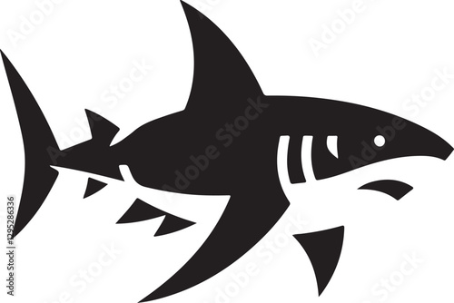 Great white shark vector illustration in blue underwater wildlife art