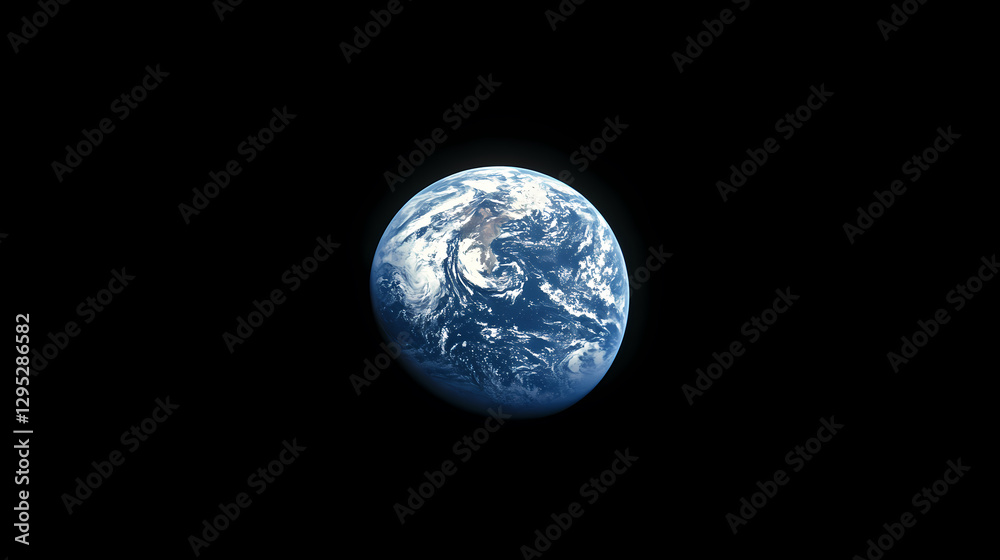 Naklejka premium Earth Satellite Image with Black Background