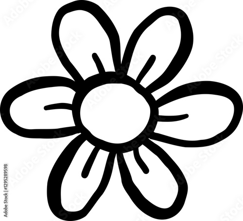 Retro Flower daisy Outline Coloring Image