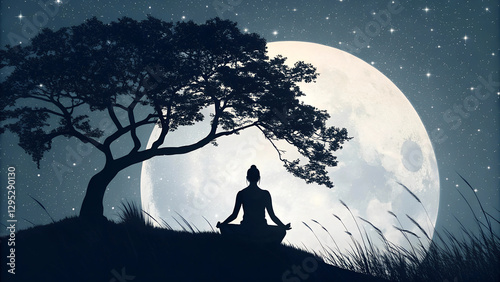 Visualize the impact of self-reflection and mindfulness, Abstract concept of human with pink color, a person sitting in meditation, mindfulness on mental health