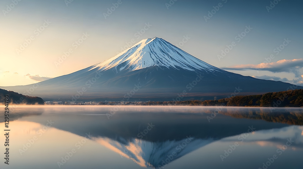 Reflections of Mount Fuji: A Majestic View Across Calm Waters Reflections of Mount Fuji: A Majestic View Across Calm Waters