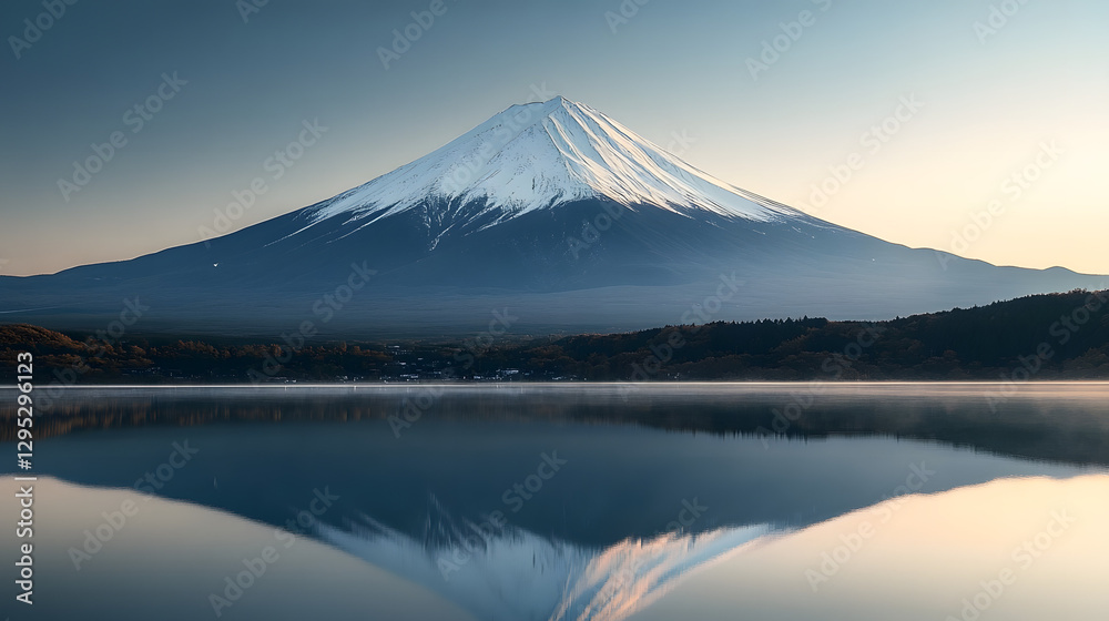 Reflections of Mount Fuji: A Majestic View Across Calm Waters Reflections of Mount Fuji: A Majestic View Across Calm Waters