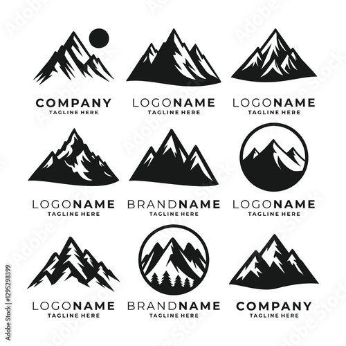 Set of mountain logo vector template	