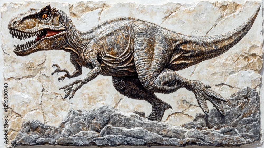 Prehistoric Dinosaur Relief on Stone Prehistoric Dinosaur Relief on Stone