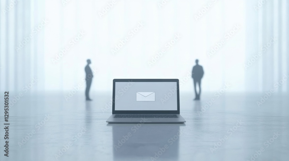 Executive departures with a laptop showing a farewell email on the screen. Featuring leadership change and career transition Executive departures with a laptop showing a farewell email on the screen. Featuring leadership change and career transition