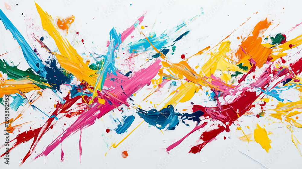 Fototapeta premium Artistic Burst of Colors: Abstract art composition with dynamic splashes and strokes of vibrant colors, creating a visual symphony of energy and emotion.