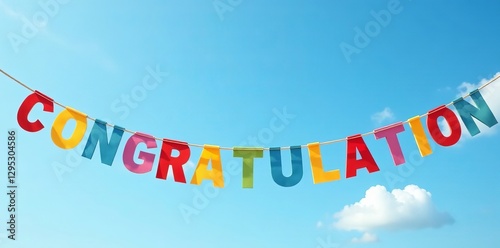 Colorful bunting flags spelling out 