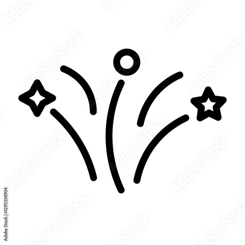 Birthday Fireworks Vector Line Icon Design