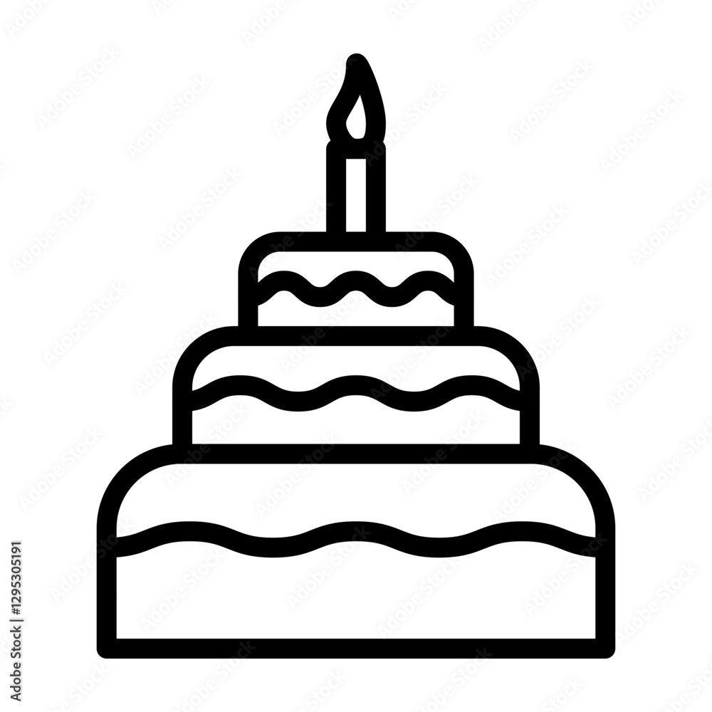 Birthday Cake Vector Line Icon Design Birthday Cake Vector Line Icon Design