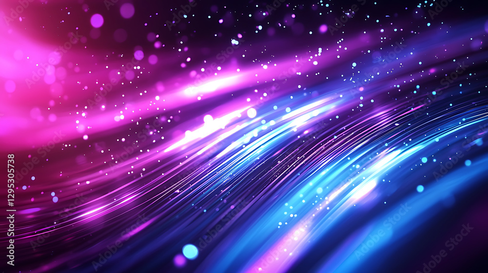 Fototapeta premium Dynamic glowing curves forming an abstract technological background high quality