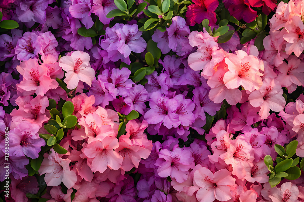 A Captivating Tapestry of Pink and Purple Azaleas, A Close-Up View of Nature's Delicate Beauty, Capturing the Essence of Springtime Blooms and Floral Elegance A Captivating Tapestry of Pink and Purple Azaleas, A Close-Up View of Nature's Delicate Beauty, Capturing the Essence of Springtime Blooms and Floral Elegance