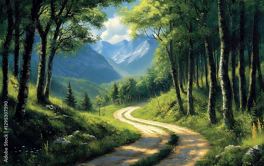 Obraz premium a dirt road through a forest