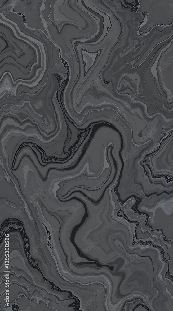 A Grayscale Abstract Image Featuring Swirling, Organic Shapes In Varying Shades Of Gray, Creating A Sense Of Depth And Movement, Reminiscent Of A Marble Texture With High Contrast, P.
