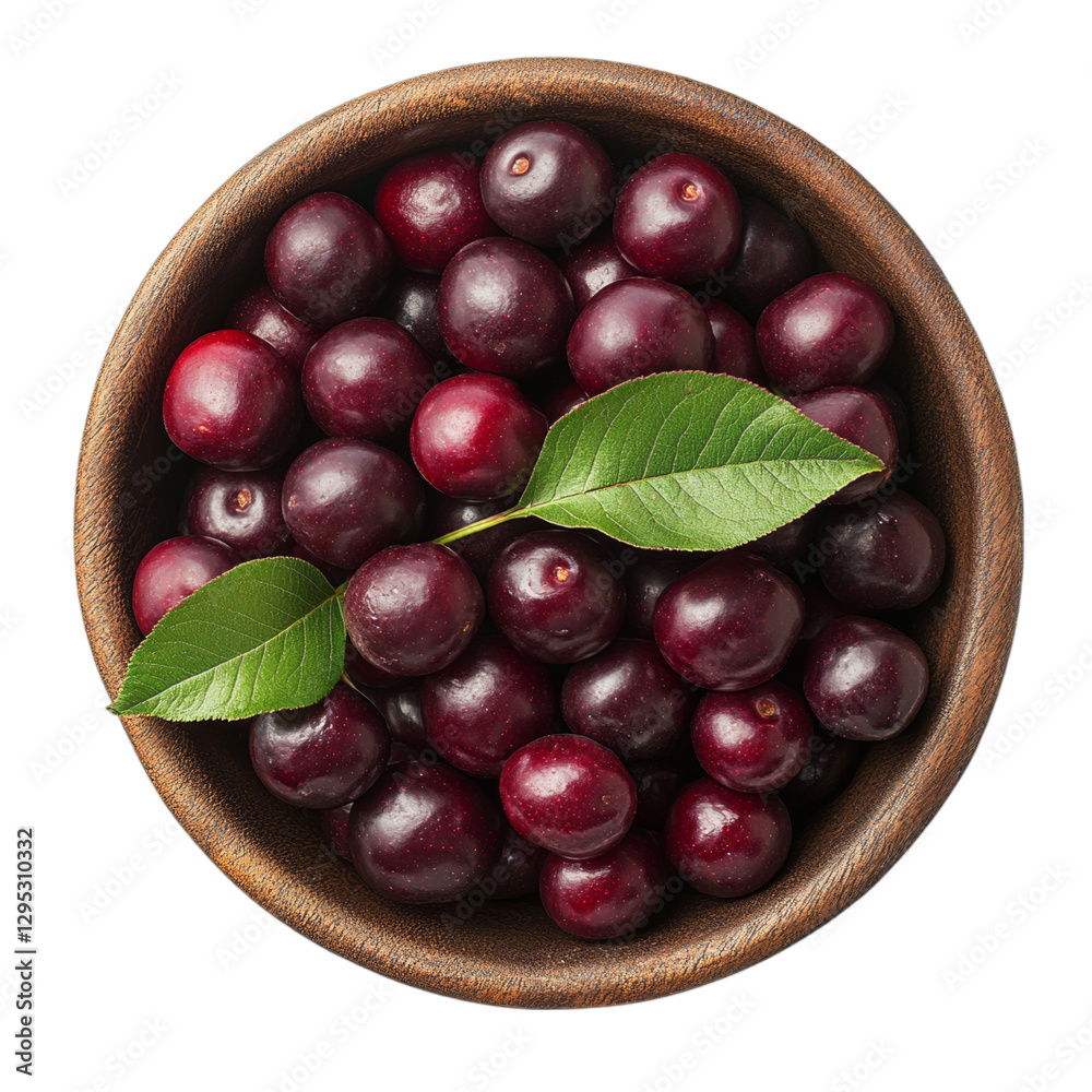 Obraz premium Fresh Plums in Wooden Bowl
