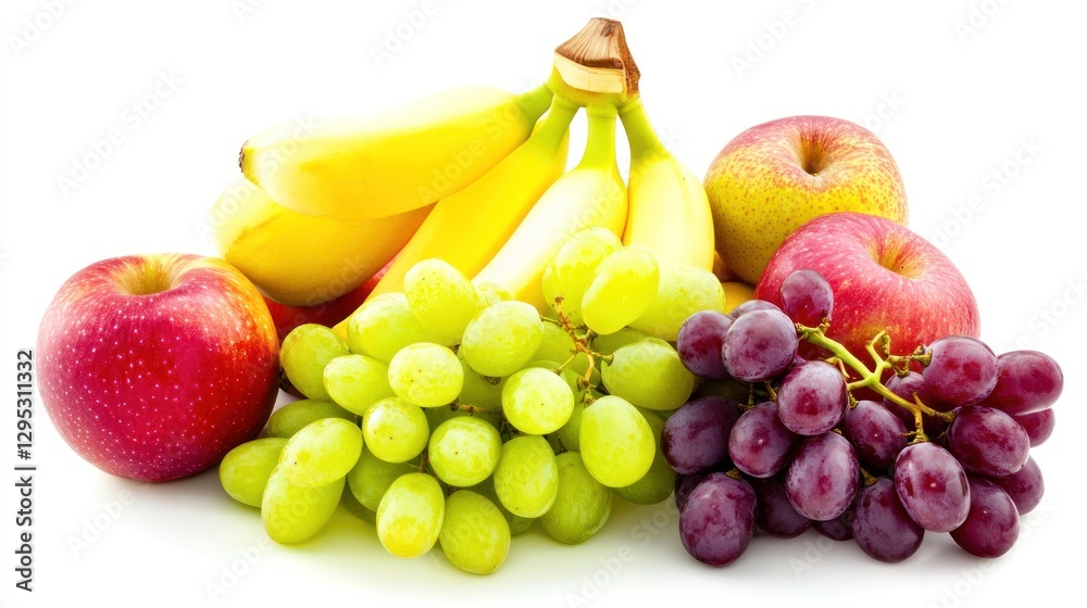 Vibrant Fruit Still Life: Apples, Bananas, and Grapes Vibrant Fruit Still Life: Apples, Bananas, and Grapes