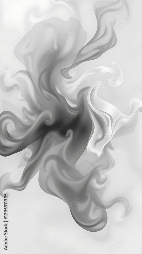 Fototapeta premium A Grayscale Abstract Image Featuring Swirling, Ethereal Forms In Varying Shades Of Gray, Reminiscent Of Smoke Or Clouds, Created Using Digital Painting Techniques, With A Soft Focus .
